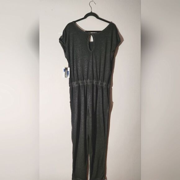 NEW OVERALLS JUMPSUIT WOMEN'S GRAY COLOR SIZE L polyester/cotton. - Picture 2 of 4